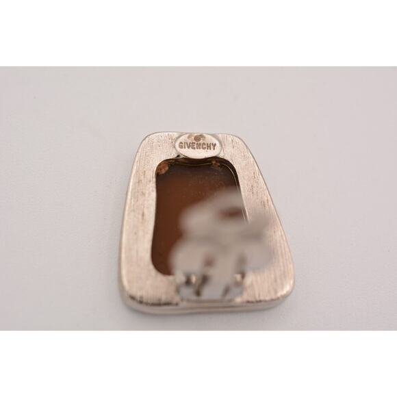 Givenchy Vintage Logo Clip On Earrings Gripoix Poured Glass Pewter Signed BinH - Picture 11 of 12